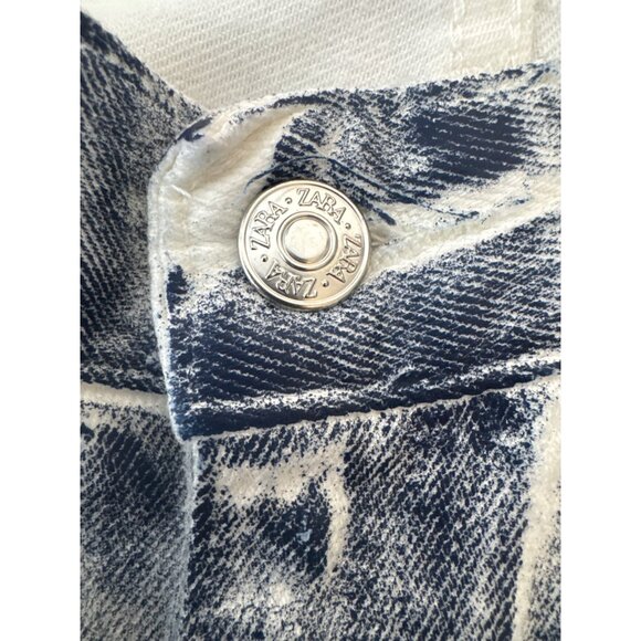 ZARA Size 2 High-Waisted Wide-Leg Jeans Blue Denim White Contrast - Picture 6 of 16